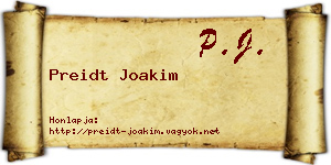 Preidt Joakim névjegykártya